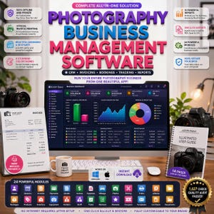 Programvara för företagsledning inom fotografi, CRM, fakturering, bokningar (direktnedladdning)