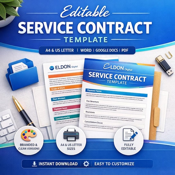 Editable Service Contract Template | Professional Client Agreement (Word, PDF)