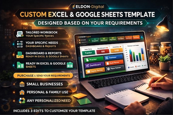 Custom Excel Google Sheets Template, Personalized Tracker, Budget, Planner