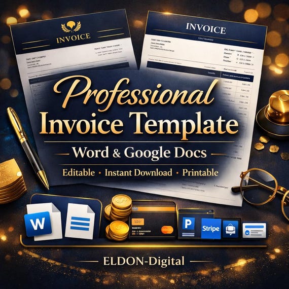 Editable Invoice Template | Word, Google Docs, Small Business (Instant Download)