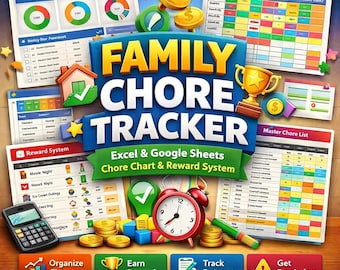 Family Chore Tracker | Excel & Google Sheets Reward System (Digital Download)