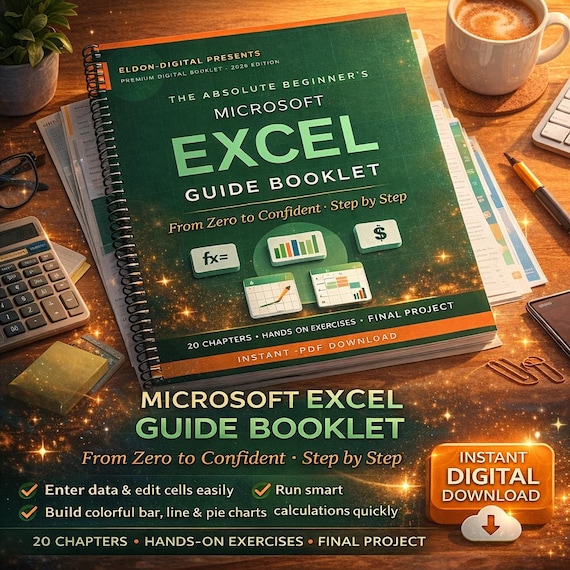 Microsoft Excel Guide Booklet for Beginners – Step-by-Step Learning (Digital Download)
