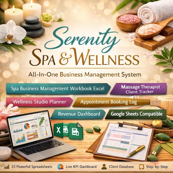Spa Business Management System | Massage Therapist Client Tracker (Google Sheets)