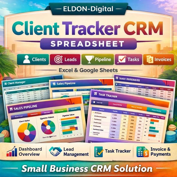 Small Business CRM Spreadsheet, Client Lead Task Tracker (Excel Google Sheets)