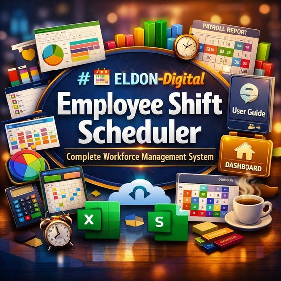 Employee Shift Scheduler Excel Template | Staff Rota Planner, Labor Cost Calculator