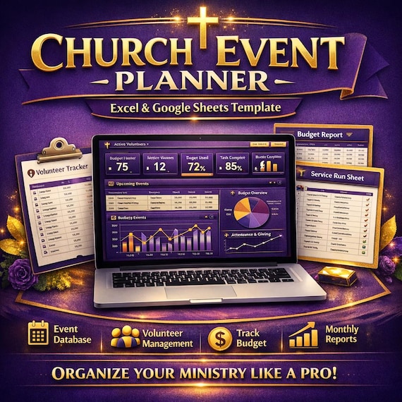 Church Event Planner Spreadsheet | Ministry Volunteer Budget (Excel Google Sheets)