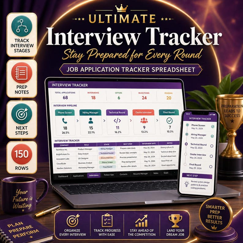 Ultimate Job Application Tracker Spreadsheet | Excel, Google Sheets ...