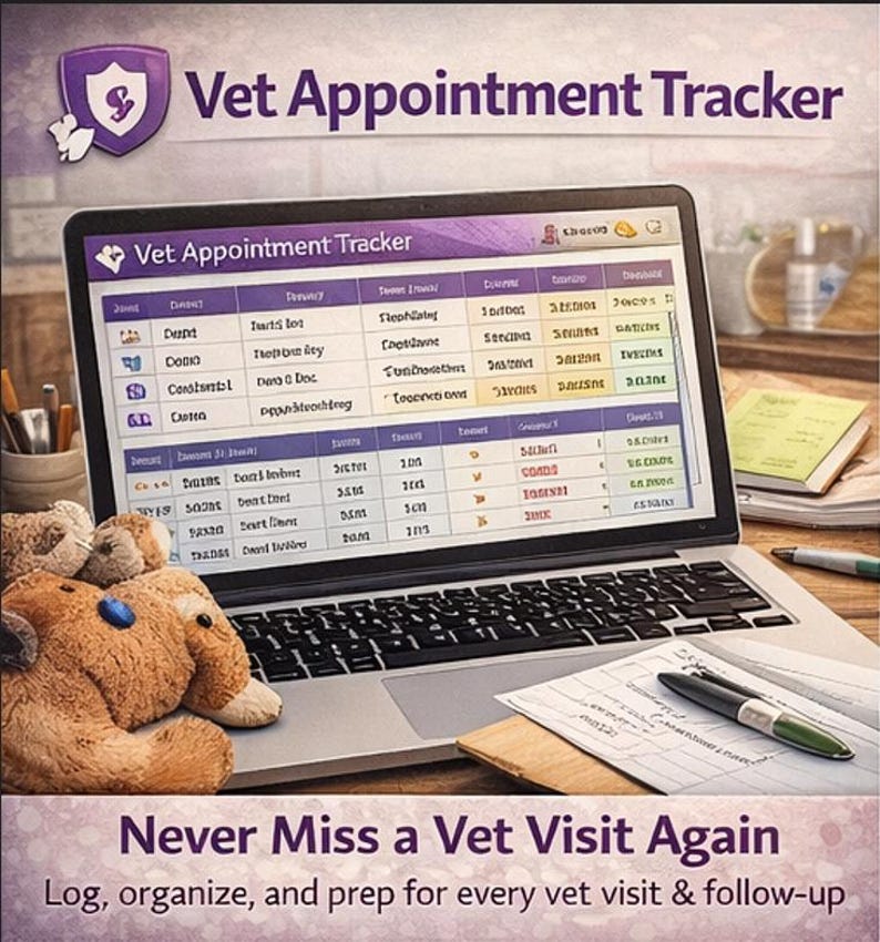 Pet Care Tracker Excel Google Sheets | Pet Health Log | Vet Appointment ...