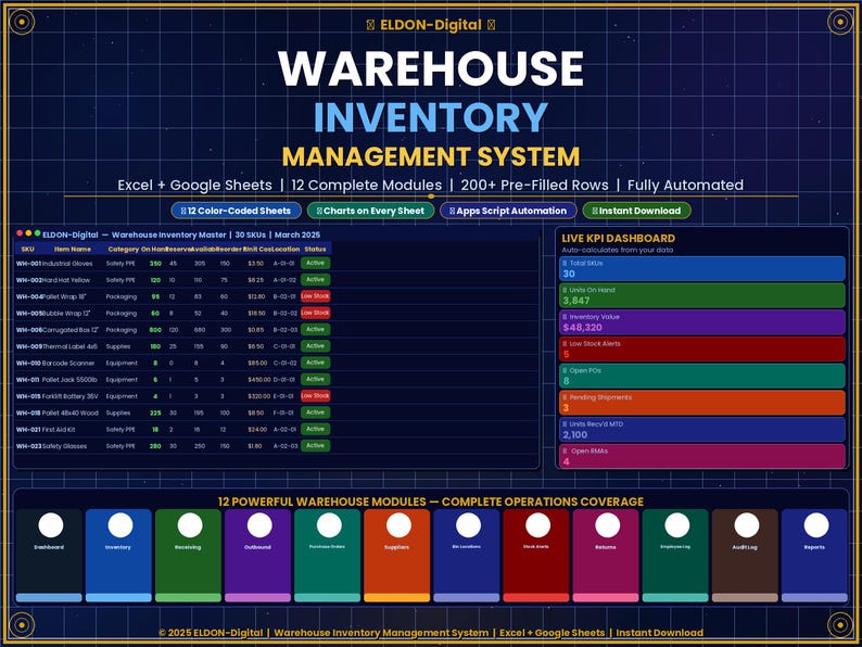 Warehouse Inventory Management System | Excel Google Sheets Bundle ...