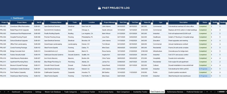 Advanced Subcontractor Database System | Excel & Google Sheets Template | Contractor Tracker | Insurance Compliance | Project Management image 13