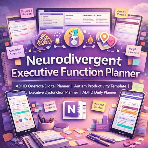 Neurodivergent Executive Function Planner | ADHD OneNote Digital Productivity Template