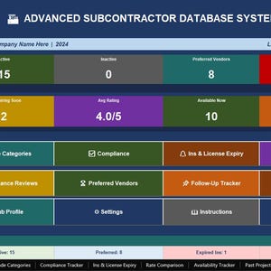 Advanced Subcontractor Database System | Excel & Google Sheets Template | Contractor Tracker | Insurance Compliance | Project Management image 6