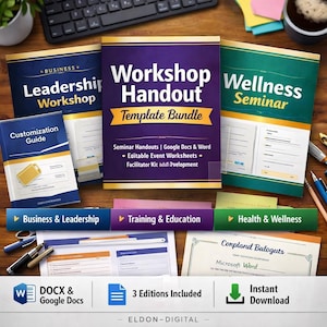 Workshop Handout Template Bundle | Google Docs, Word Seminar Forms (3 Editions)