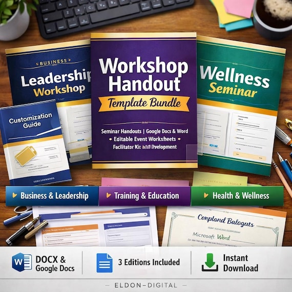 Workshop Handout Template Bundle | Google Docs, Word Seminar Forms (3 Editions)