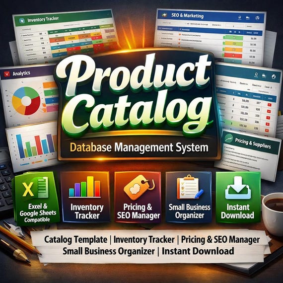 Product Catalog Database | Inventory Tracker, Pricing SEO Manager (Digital Download)