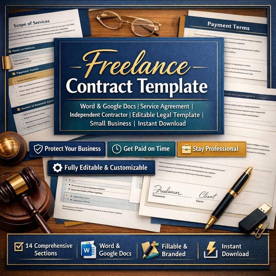 Freelance Contract Template | Service Agreement | Independent Contractor (Word, Google Docs)