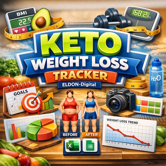 Keto Weight Loss Tracker | Body Measurements, BMI, Goals (Excel, Google Sheets)