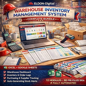 Warehouse Inventory Management System | Excel Google Sheets Bundle (Instant Download)