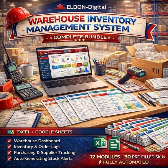 Warehouse Inventory Management System | Excel Google Sheets Bundle (Instant Download)