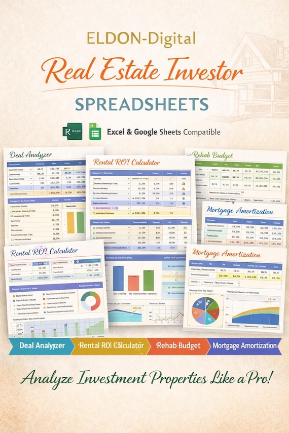Real Estate Investor Spreadsheet, Deal Analyzer, ROI Calculator