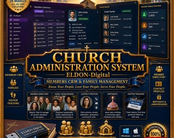 Church Management Software, Membership Tithe Tracker, Tax Letter Generator (Windows/Mac Download)