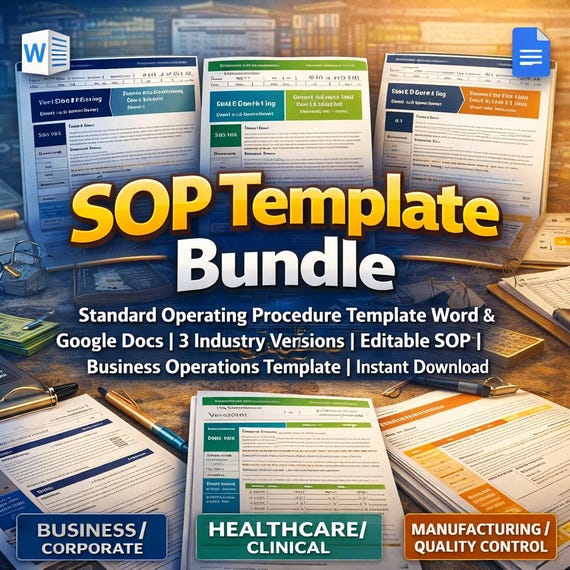 Editable SOP Template Bundle | Word & Google Docs Business Operations (Instant Download)