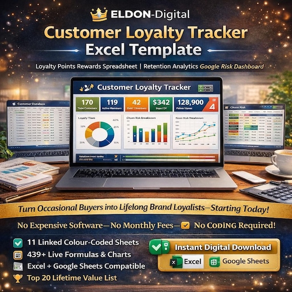 Customer Loyalty Tracker Excel Template | Retention Analytics Spreadsheet (Digital Download)