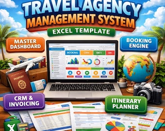 Travel Agency Management System Excel Template | CRM, Booking, Invoicing, Itinerary Planner