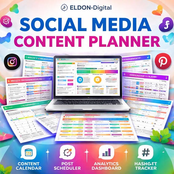 Social Media Content Planner | Excel Google Sheets Calendar (Digital Download)