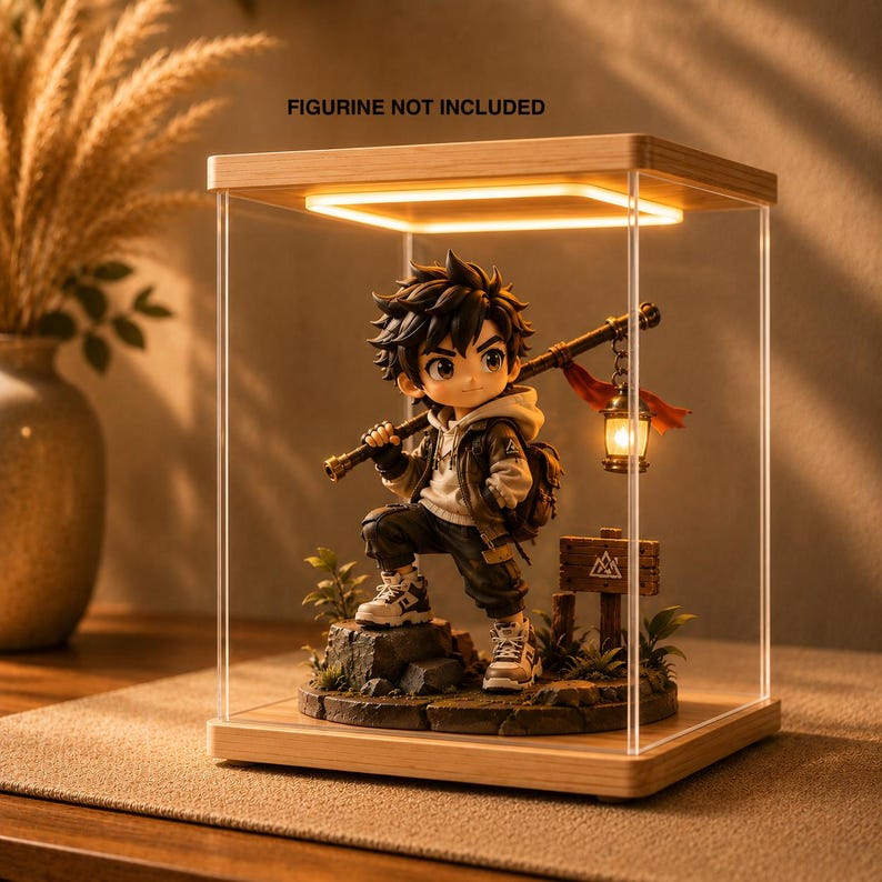 LED Acrylic Display Case for Collectibles, Figure Display Box, Lighted Showcase Cabinet, Multiple Sizes, Figures, Dolls, Statues
