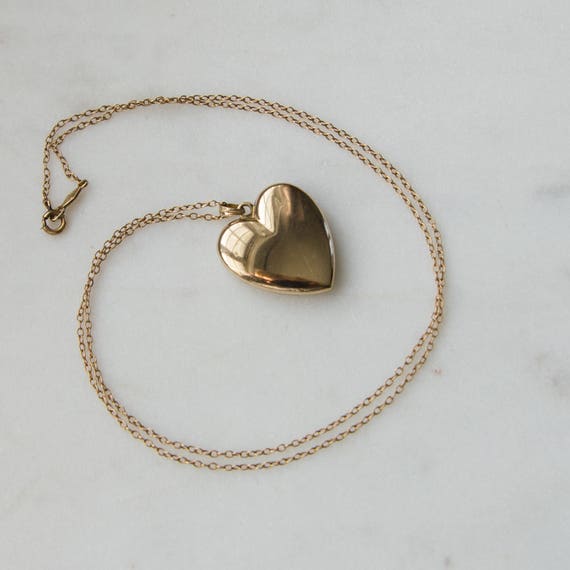 Rosy Gold Heart Locket Necklace / 10K Solid Gold … - image 6