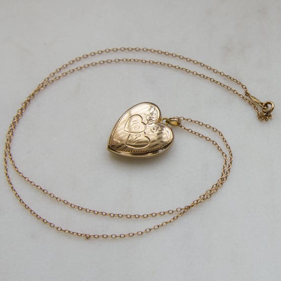 Rosy Gold Heart Locket Necklace / 10K Solid Gold … - image 4