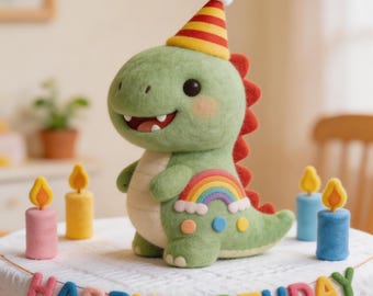 Figura de animal de fieltro para cumpleaños, decoración de habitación infantil con arcoíris, recuerdo del primer cumpleaños de los niños.