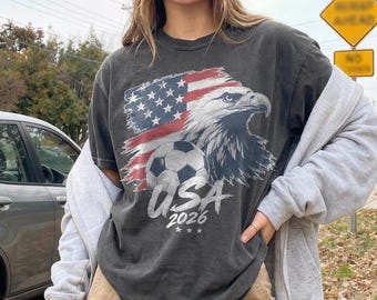 Vintage USA World Cup 2026 Soccer Shirt, American Eagle Football Fan Graphic Tee, Patriotic Sports Comfort Colors® Gift Tee, WC Shirt