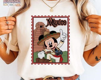 Retro Mickey Mouse Mexico World Showcase Shirt, Travel Around The World Stamp Tee, Disney World 2026 Family Trip WDW Vacation Shirt Gift