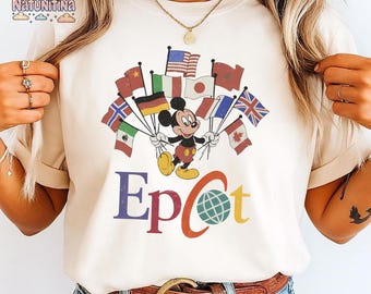 Comfort Colors® EPC@T Shirt, Mickey Flags of Nations Vintage 90s Style WDW Unisex Tee, Disney EPC@T World Tour, Family Trip Shirt