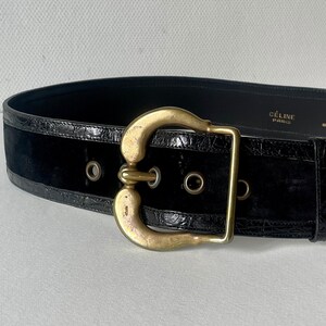 【オンライン限定商品】  Croco Black Céline 70s Vintage Reserved and Metal Belt Suede 小物
