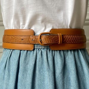 réservé Ceinture vintage cuir fauve façon python - Made in France