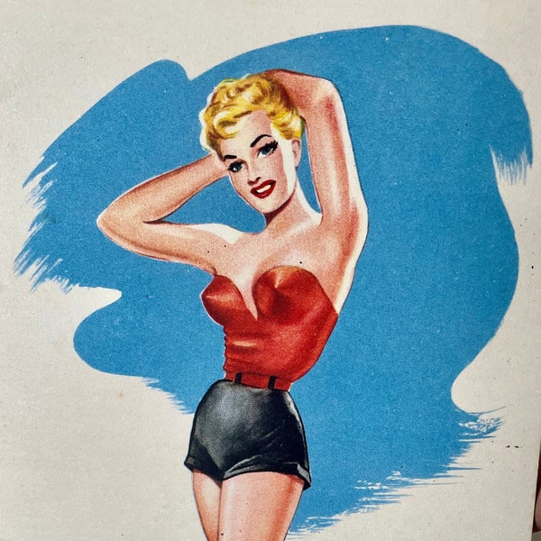 Carte Postale pin up 1960 Illustration femme beauté rétro