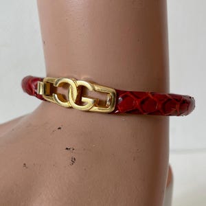 Vintage bracelet red snakeskin 1980 s Made in Italy Firenze