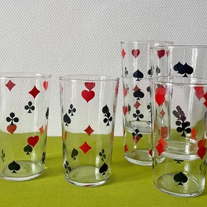 Verres Vintage motifs cartes à jouer set de 6 French bistrot Pour un tripot Chic :)