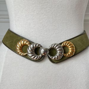 Ceinture 80s bijoux vintage Daim  kaki