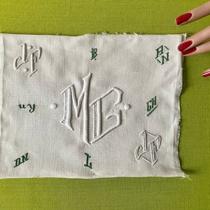 Anciens monogrammes Echantillonnage de magasin exemple de broderies typographie fait main image 1