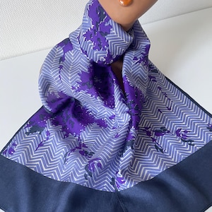 Foulard  vintage soie  imprimé abstrait arty paysage camouflage 1980