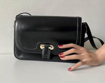 Vintage Cellerini Bag Italy Firenze Black  leather gold clasp