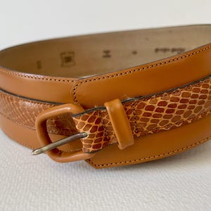 Ceinture vintage cuir fauve façon python - Made in France