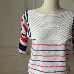 Pull Pierre Cardin Vintage – Laine Et Acrylique – Taille 50 – Femme – Rouge Bleu