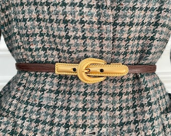 Vintage brauner Ledergürtel Juwel Schnalle Zauberer wie Made in France Größe 30