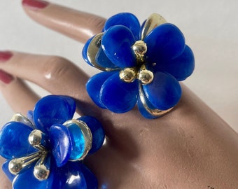 Boucles D'oreilles Vintage En Bakélite Vert Jade Marbré - Créoles épaisses - Occasion