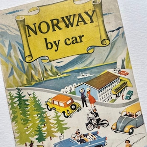 Ancienne carte Norvège Scandinavie rétro 1950 Illustrations anciennes